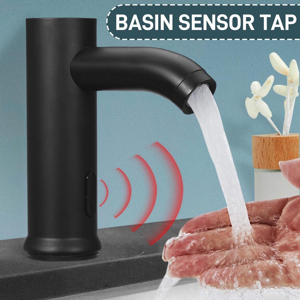 Matte Black Solid Brass Cold Water Touch-Free Infrared Tap Automatic Sensor Faucet Bathroom Basin Sink Faucets Deck Mounted