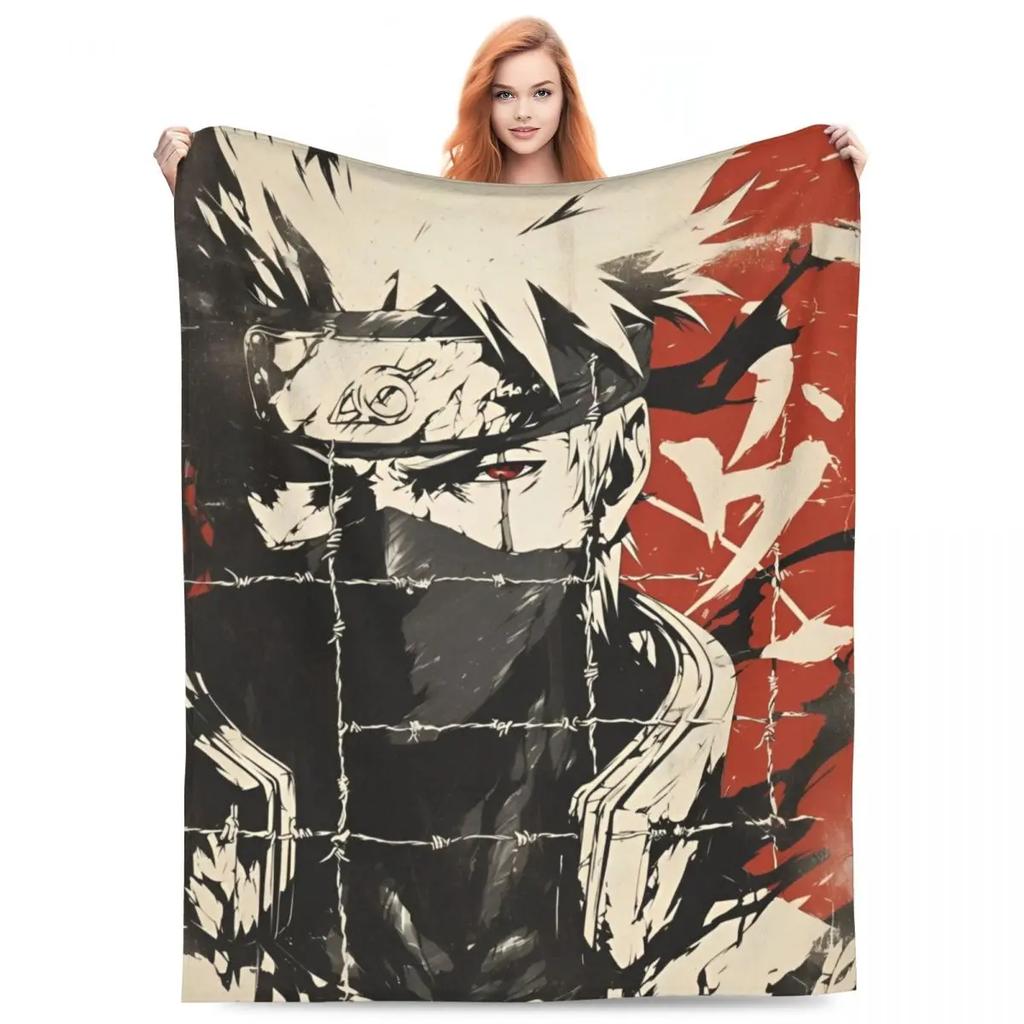 Japanese Anime Graphic Blankets N-Narutos Flannel Novelty Soft Throw Blankets for Home All Season