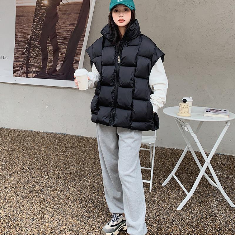 Damen Herbst und Winter Weste Damen Stehkragen geflochtene Weste Oberbekleidung Mode lose Weste Jacke ärmellos 5 Farben