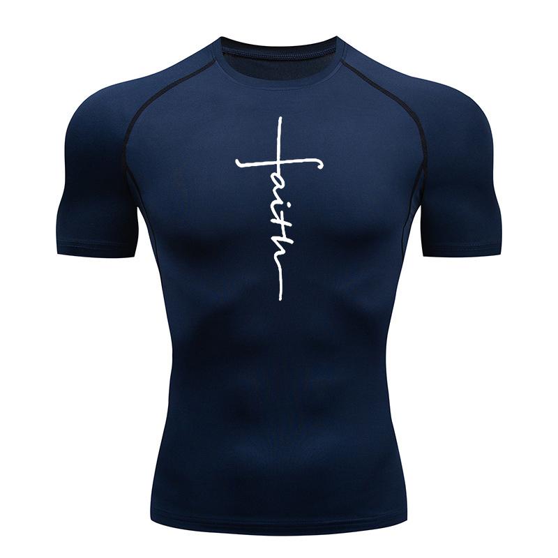 Magliette a Compressione per Allenamento Cristiano Magliette Sportive Asciugatura Rapida Uomo Palestra Fitness Maglie Intime Top Manica Corta Rash Guard