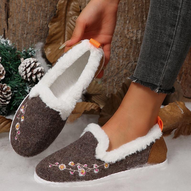 New Large-sized Fleece Low-top Single-shoe Women's Flat Cotton Shoes