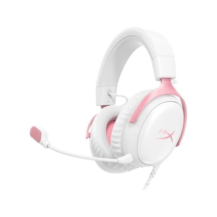 Casque Gaming - HYPERX - Cloud III - USB - Confort Optimal - Son de Haute Qualité - Couleur Blanc/Rosa