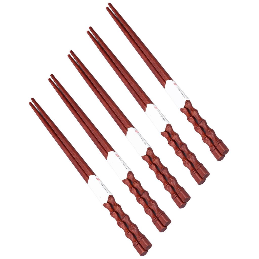 5 Parów Wielorazowych Pałeczek Antypoślizgowa Konstrukcja Naturalne Mahogany Lekkie Wygodne Zmywalne Pałeczki na Przyjęcia Wesela