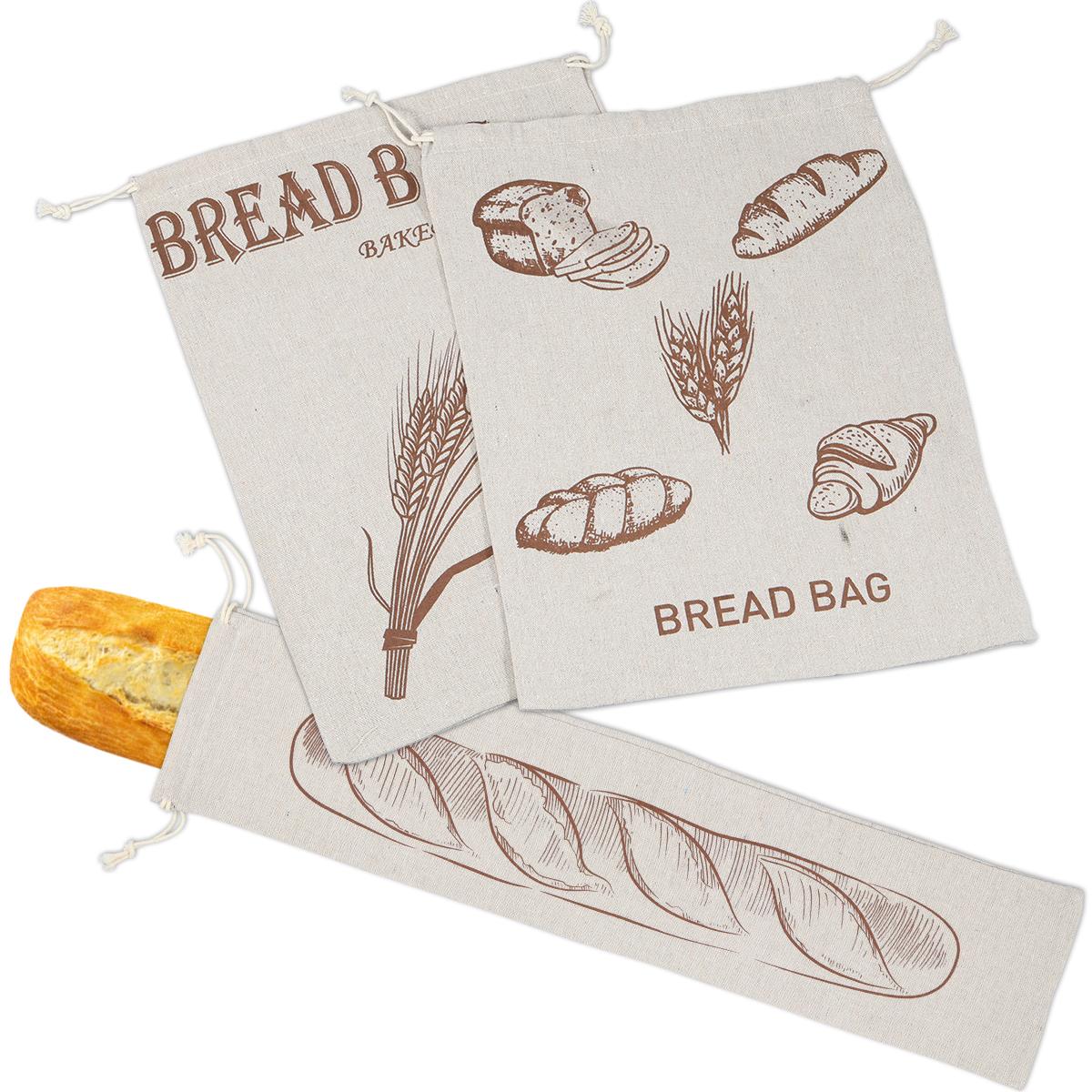 

3Pcs New Bread Storage Bags Cotton Linen Homemade Bread Bags with Drawstring Food Grade Storage Bag for Sourdough Bread Storage