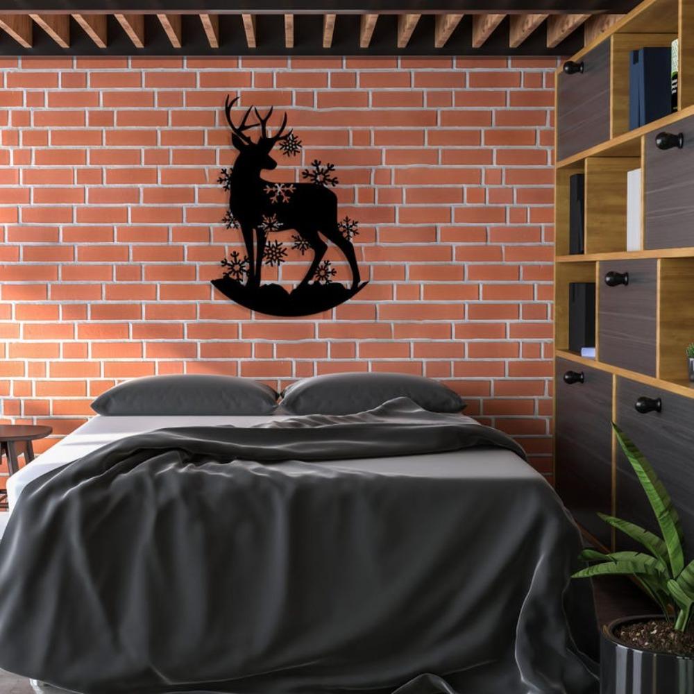 Handmade Deer Metal Wall Sculpture, Rustic Winter Home Decoration