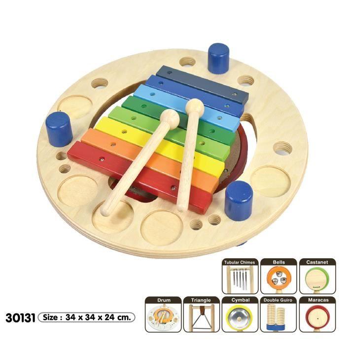 Jeu d'apprentissage - I M TOY - Centre Musical Melody Mix - Bois massif - 10 instruments - Couleurs vives