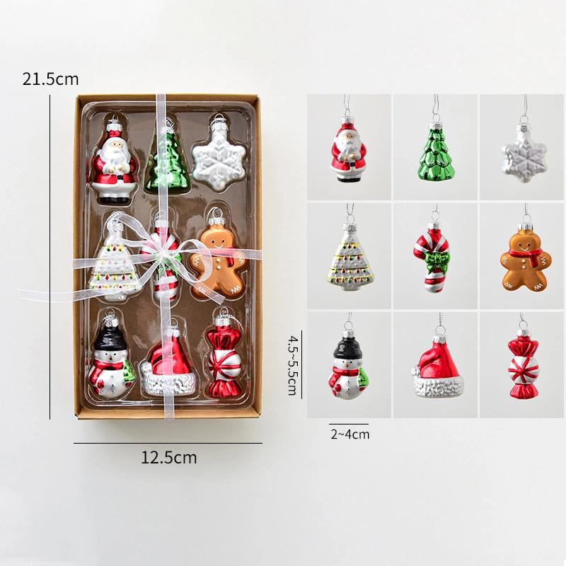 Christmas Decoration Santa Snowman Ornament Creative Glass Painted Hanging Decor For Christmas Tree Holidayhome Christmas Decor