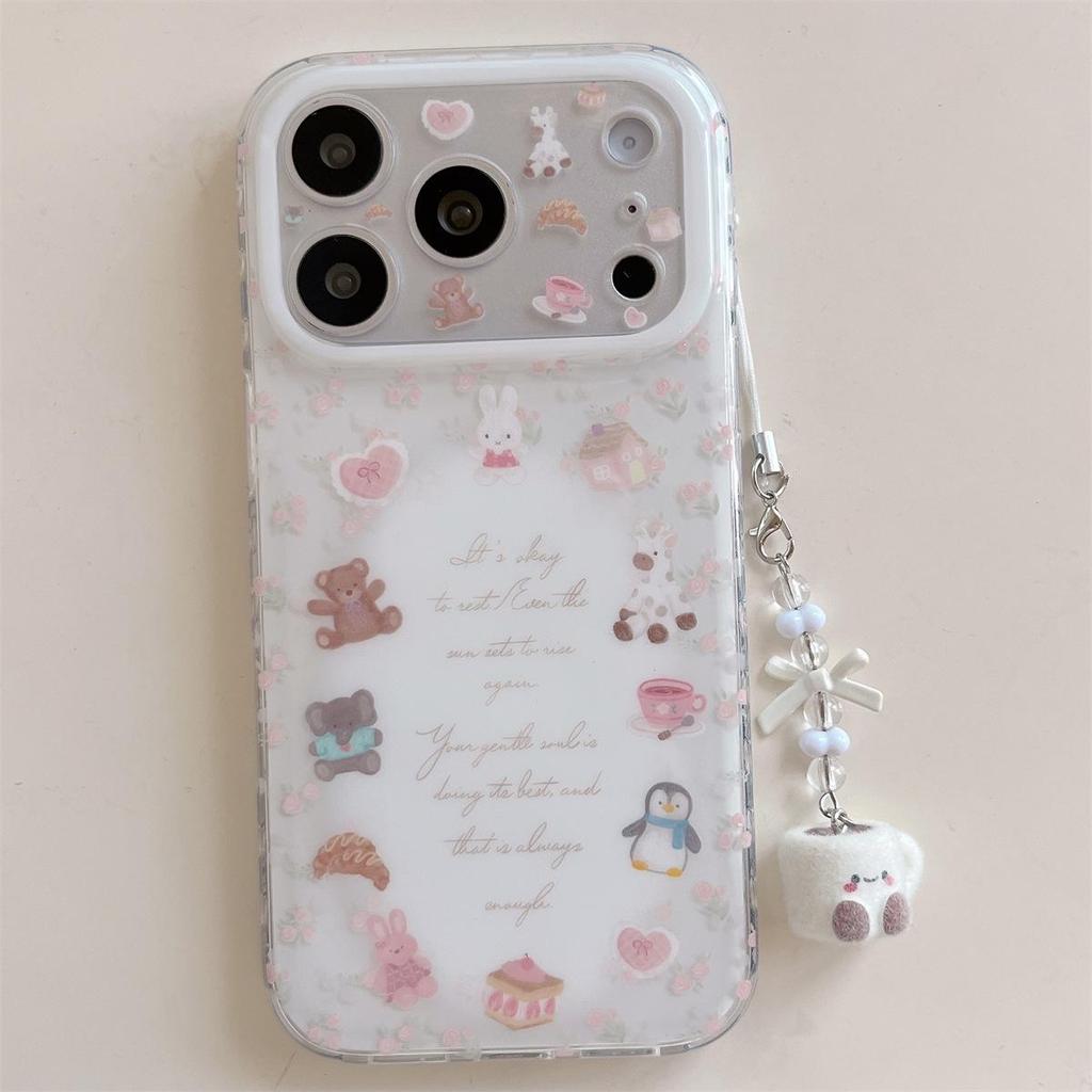 Cartoon Animal Double Layer Anti-Fall Phone Case for iPhone 14/13 Compatible with Apple 17/16/15 PROMAX