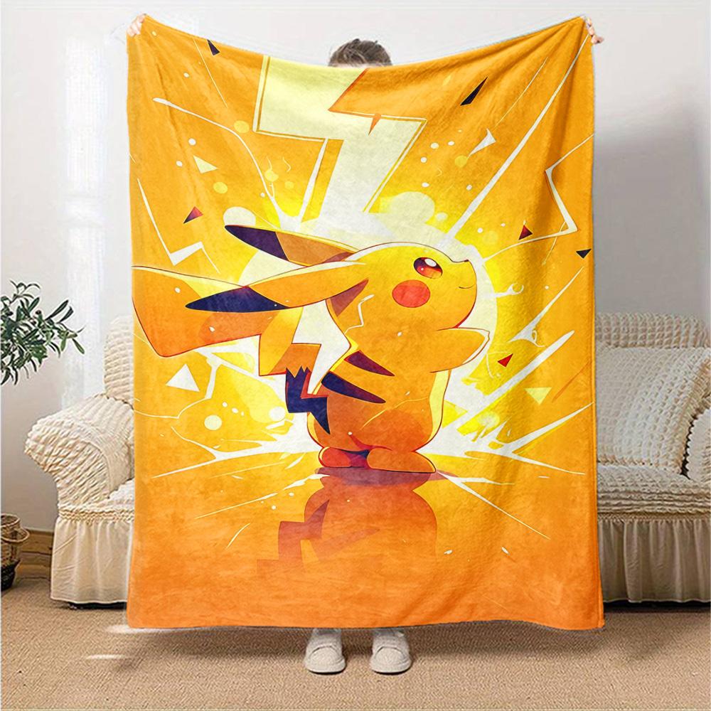 1pc Pikachu Electric blanket Lightweight Flannel Throw for Sofa Bed Travel Camping Livingroom Office Couch Chair