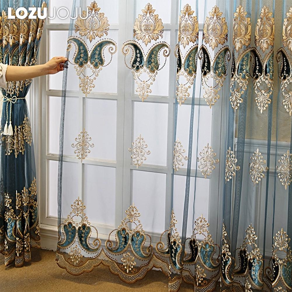 1PC LOZUJOJU 10-20% Blackout European High-end Embroidered Sheer Curtain for Living Room Bedroom Home Decor