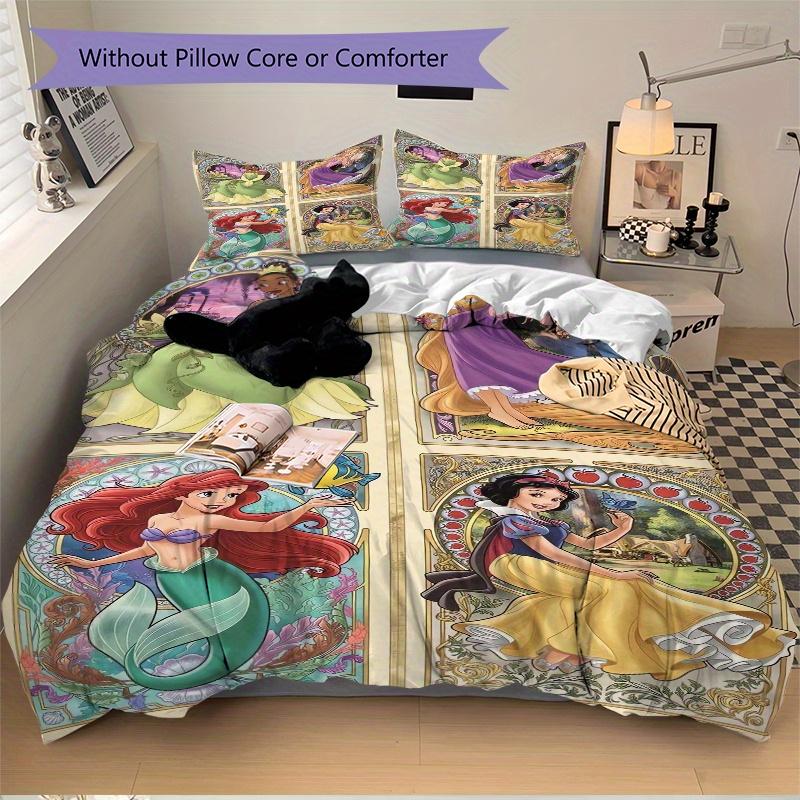 3pcs The Little Mermaid Ariel & Friends Bedding Set Includes Quilt Cover and Pillowcases, Suitable for All Seasons B094