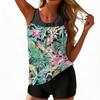 Women’s Tankini Swimsuit Two Piece Set with Floral Print Sleeveless Top and Boyshorts Swimwear for Pool Beach