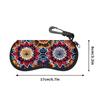 2D-Boho Floral Pattern Zipper Sunglasses Case, Vintage Mandala Print Eyeglasses Storage Box, Portable Protective Eyewear Container for Travel Women
