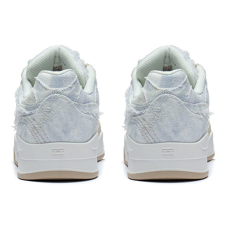 Li Ning Yuebai Denim Abrasion Resistant Breathable Low Top Skateboard Shoes Women's Blue White Brown AGCS427-6