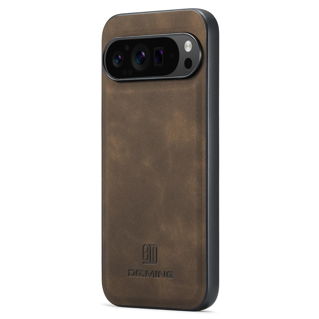 DG.MING For Google Pixel 9 Pro XL Case PU Leather Covered PC+TPU Hybrid Phone Shell