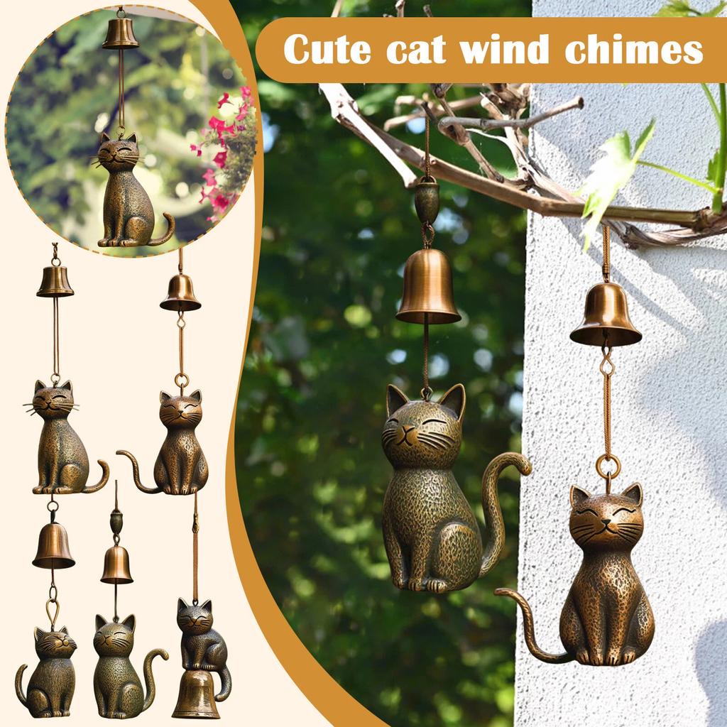Unique Cat Garden Decor Cat Statue Themed Gifts Wind Chimes Hanging Cat Cat Statue Outdoor Decorations Gifts For Cat Lovers
