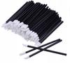Black Fiberless Velour Applicators for Lashes Lips Lipsticks 50 Pieces