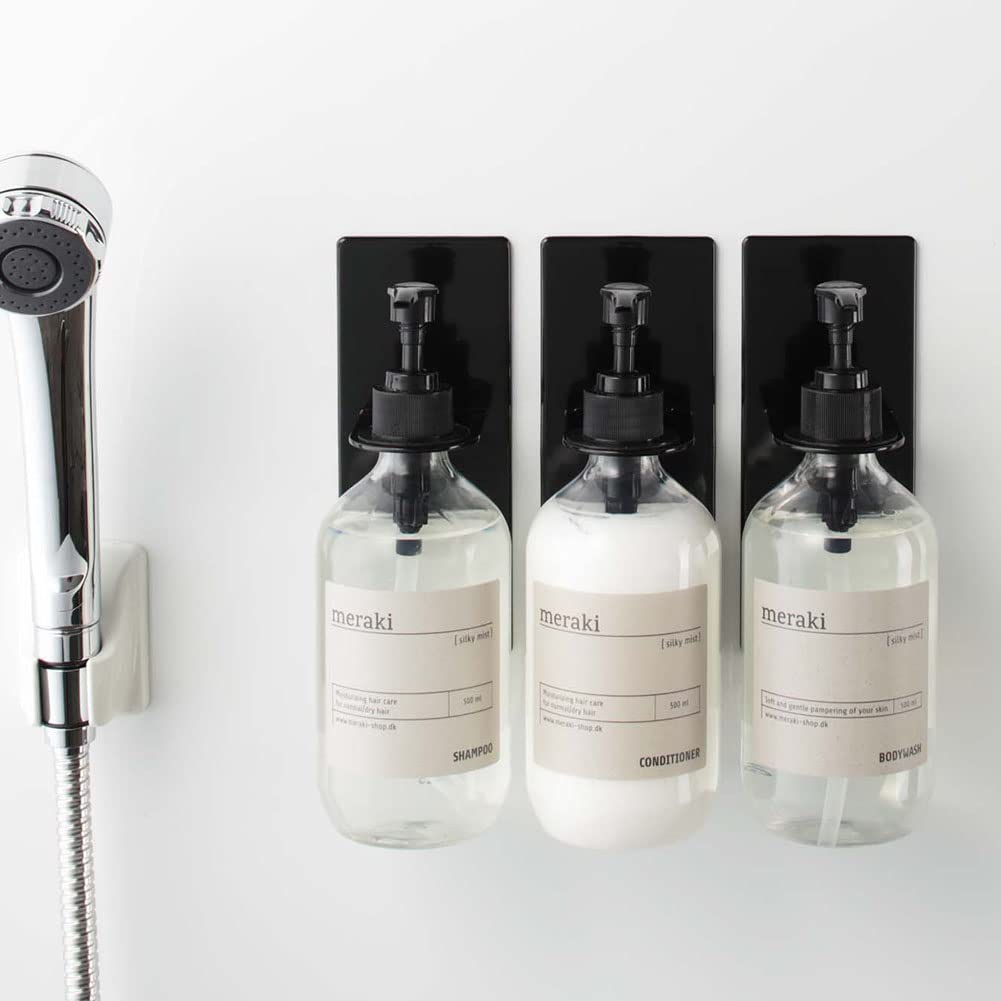 Yamazaki Magnetic Bathroom Dispenser Holder Tower Set of 3 Shampoo Storage Black 4868 3SET