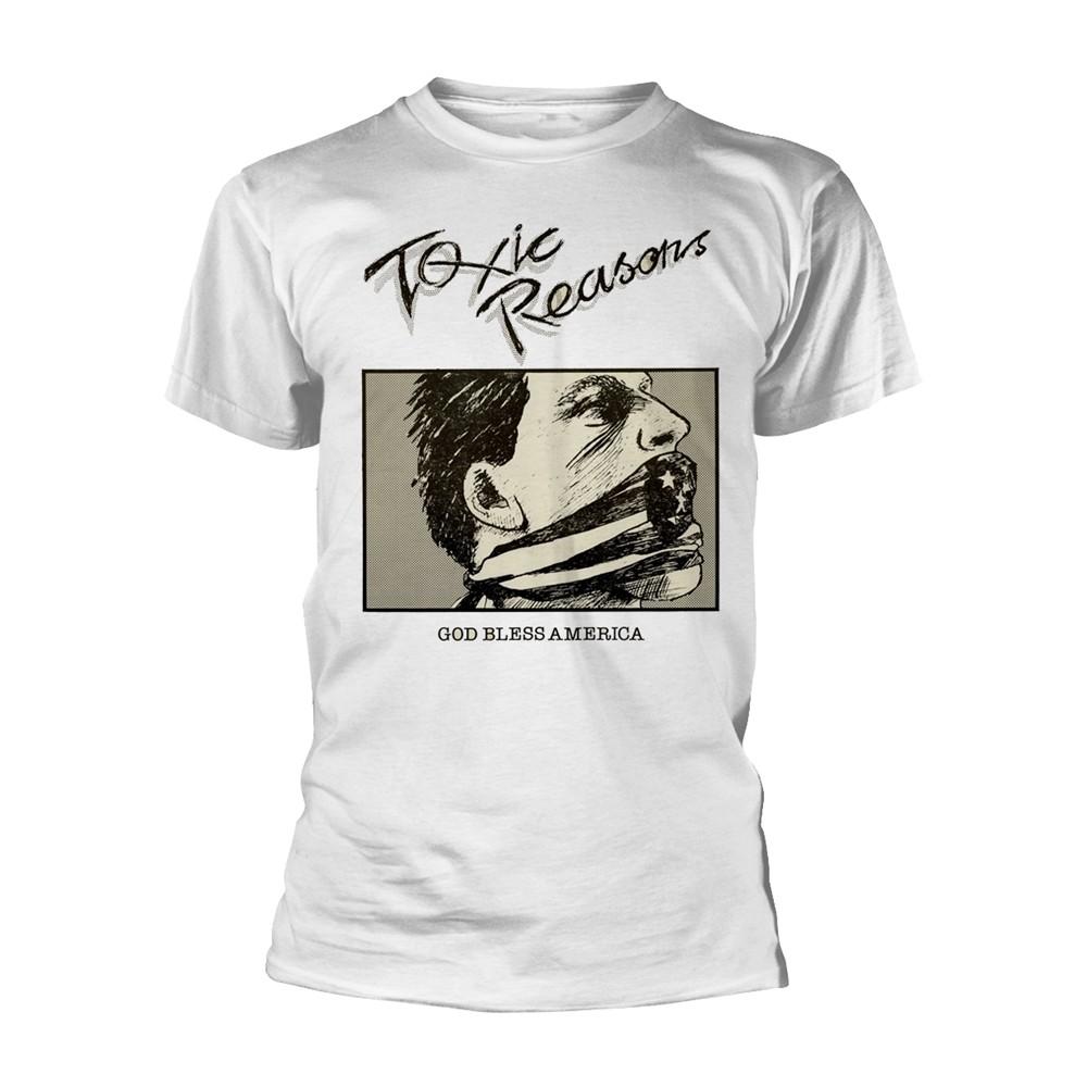 TOXIC REASONS - GOD BLESS AMERICA (WHITE) WHITE T-Shirt, Front & Back Print Smal XXXL