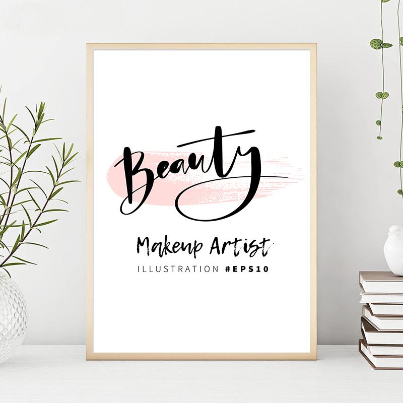 Mode Schönheit Make-up Pinsel Poster Wand Kunstdrucke moderne rosa Schleife Leinwand Malerei Bilder für Mädchen Schlafzimmer Home Dekoration