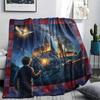 1Pc Cartoon Print Flannel Blanket, High Quality Comfortable for All Seasons, Home Decor, Warmth and Comfort, Perfect for Christmas Birthday Gift