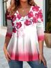 Women's Elegant V-Neck Marble Print Long Sleeve T-Shirt Soft Polyester Great for Autumn and Winter Casual Wear Floral Print Tops