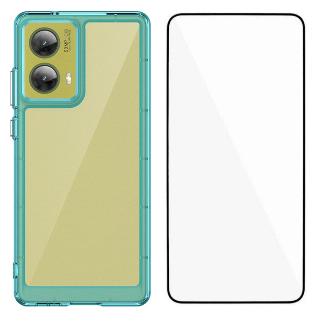For Motorola S50 Neo 5G/Motorola Moto G85 5G Phone Case WANLONFENG XC Series TPU Acrylic Cover with Tempered Glass (Big Lens Hole)