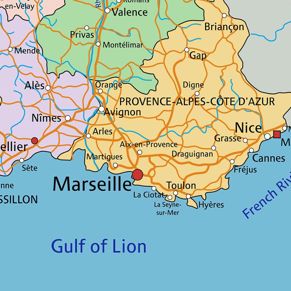 Nezarámované nástěnné umění s mapou Francie, geografická dekorace, do obývacího pokoje, ložnice, kanceláře, dárek pro cestovatele, k narozeninám, domácí dekorace