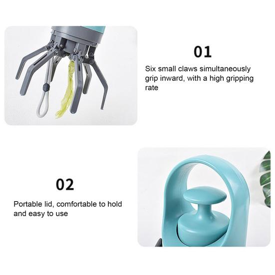 Tragbarer Hundekotaufnehmer mit 6 Krallen und integriertem Beutelspender für Spaziergänge mit Hunden