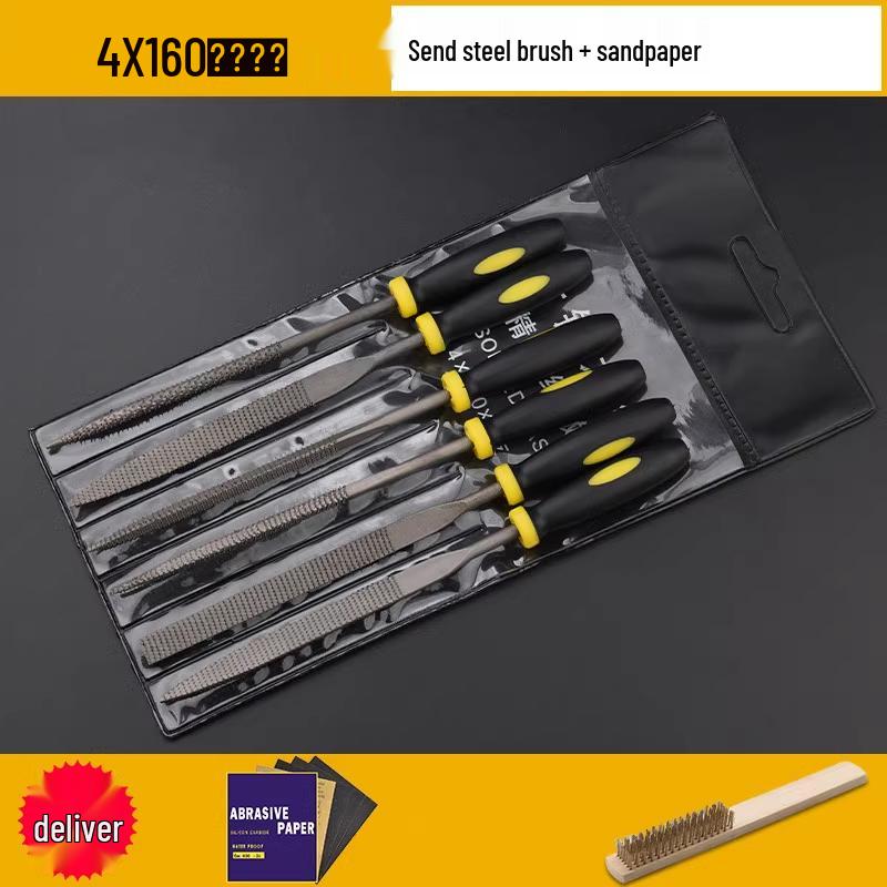 Multifunctional Steel File Set: Triangular, Half-Round, Round, Flat, Board, and Rasp Files