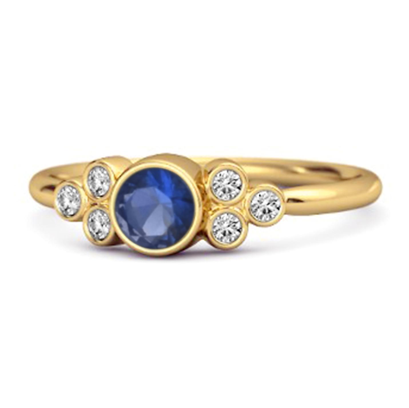 

Bezel Set Blue Sapphire 925 Sterling Silver Gold Vermeil Boho Ring 12 жовтий