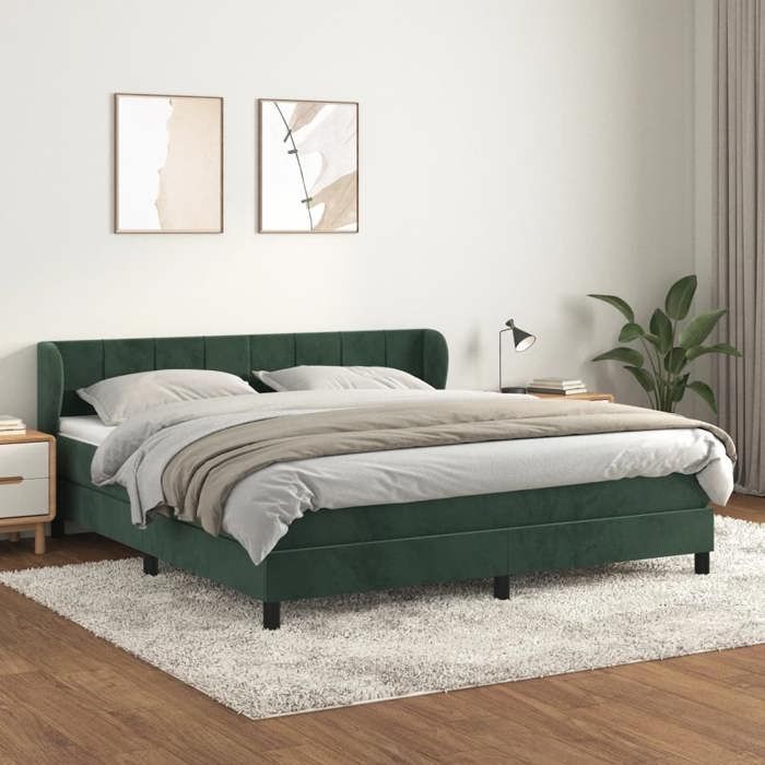3127508 vidaXL Divan Bed and Mattress Dark Green 180x200cm Velvet