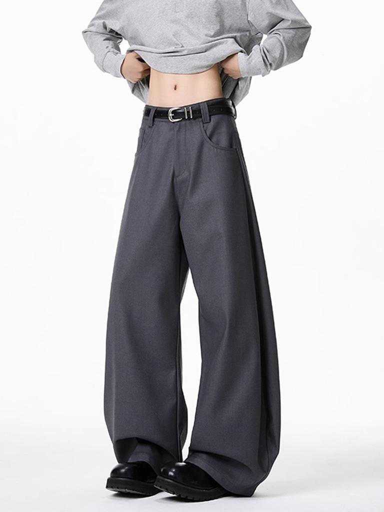 American Dark Gray Scimitar Pants Men's Spring Loose Drape Professional Suit Pants High Street Trendy Brand Wide Leg Trousers