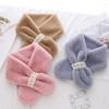 Girls Winter Warm Thicken Scarfs Pearl Cross Buckle Faux Fur Plush Cross Collar Scarf Shawl Lovely Warm Soft Scarf