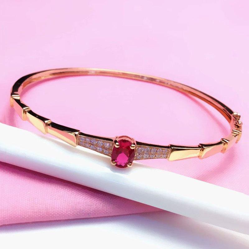 Pure Purple Gold Color Gold Red Stone Bracelet Fashion Trend Classic Women'S Rose Gold Plated Bracelet
