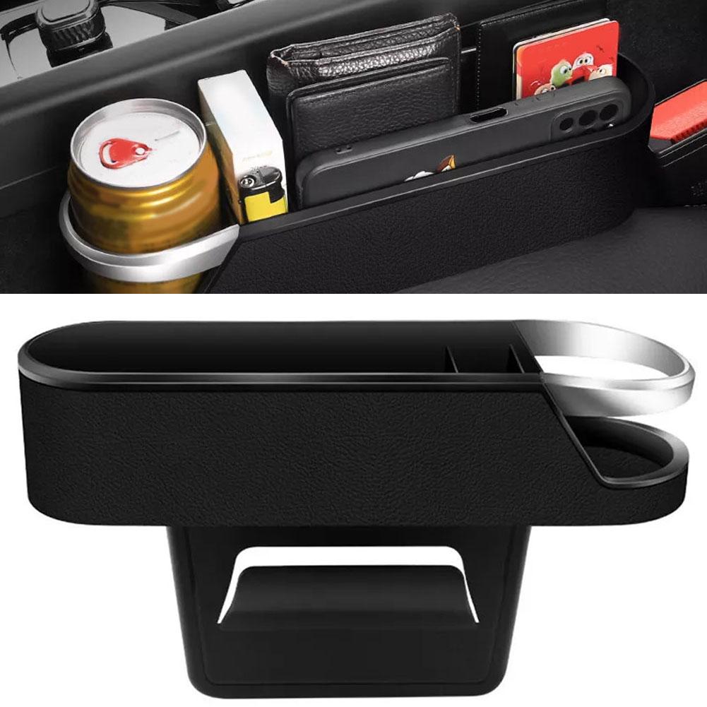 Auto-Sitzlückenfüller, Aufbewahrungsbox-Organizer mit Getränkehalter, ABS-Material, langlebig, effektive Lückenvermeidung