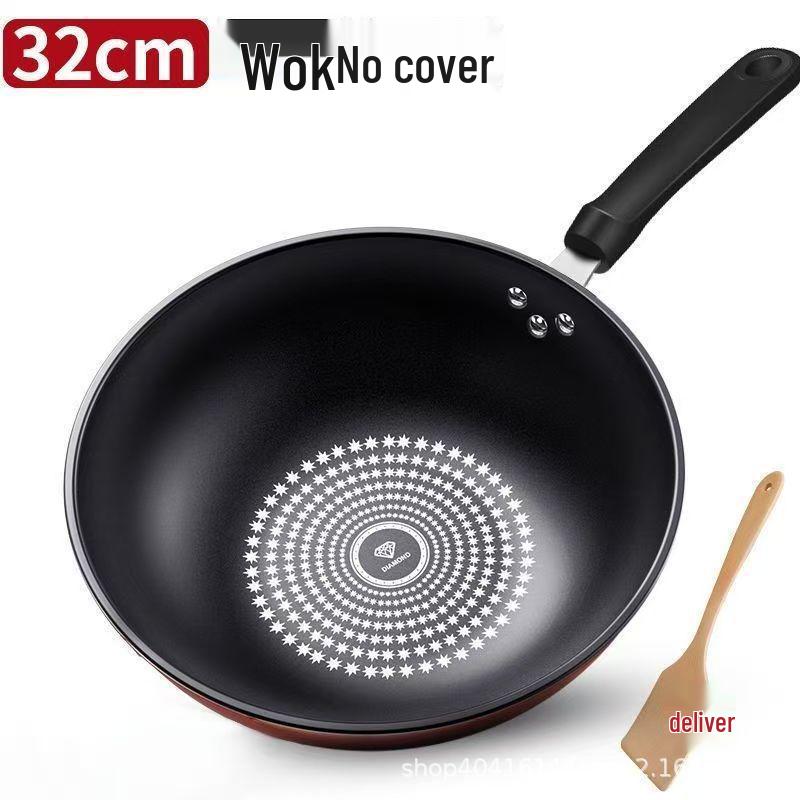 German Crystal Non-Stick Wok - Oil-Free, Smoke-Free Stir-Fry Pan for Induction and Gas Stoves
