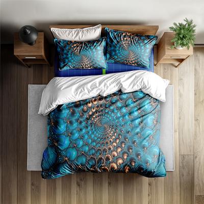 Teal Gem Circles Duvet Cover Set King Queen Double Full Twin Single Size Bed Linen Set