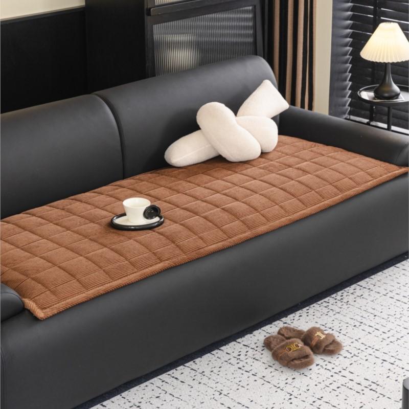 Modern Minimalist Non-Slip Leather & Solid Wood Sofa Pad Deep Gray Office Seat Cushion with Anti-Slip Design Wooden Sofas