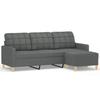 Vidaxl 3-Seater Sofa with Footstool, Dark Grey, 180 Cm, Fabric
