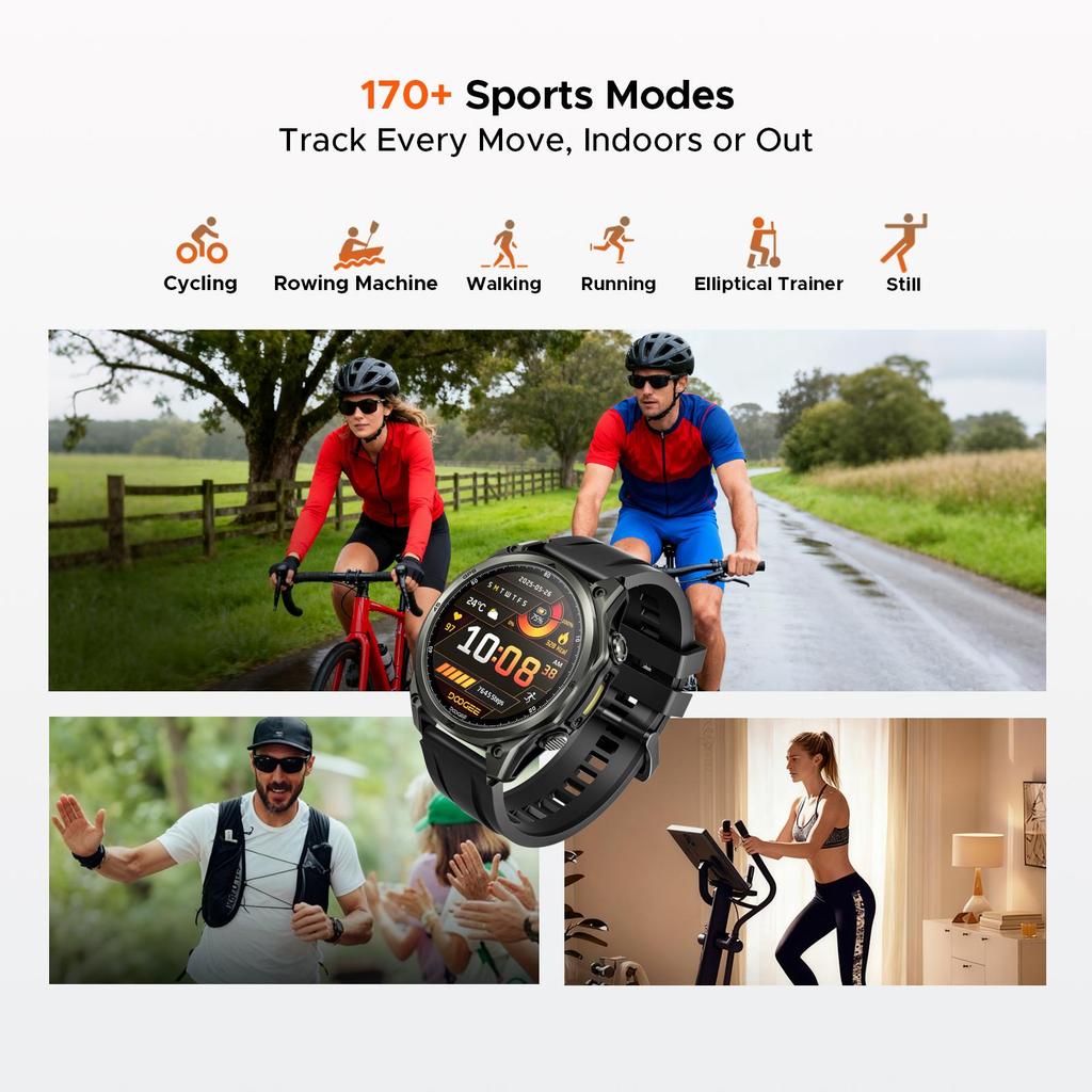 DOOGEE Anywise W1 Smart Watch, AI, 5ATM Water Resistant GPS Fitness Tracker, 1.43" AMOLED Screen, 12 Days Battery, for Android and iPhone