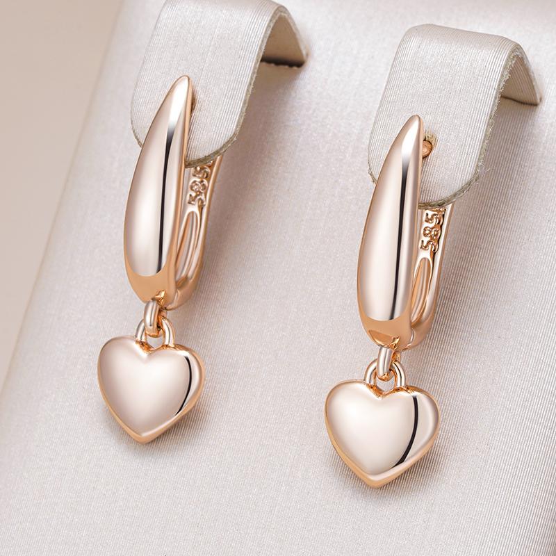 Minimalist Style Rose Gold Color Heart Drop Earrings For Women Trendy Jewelry Party Wedding Accessories Fine Jewelry