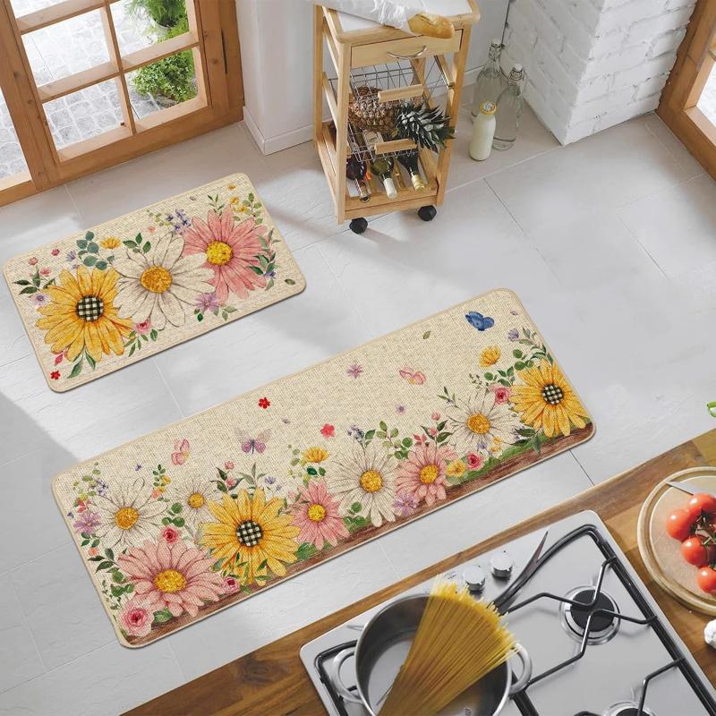 1/2pcs Spring Style Kitchen Non-Slip Carpet Bedroom Floor Mat Indoor Outdoor Entrance Door Mat Spring Summer Home Decorat