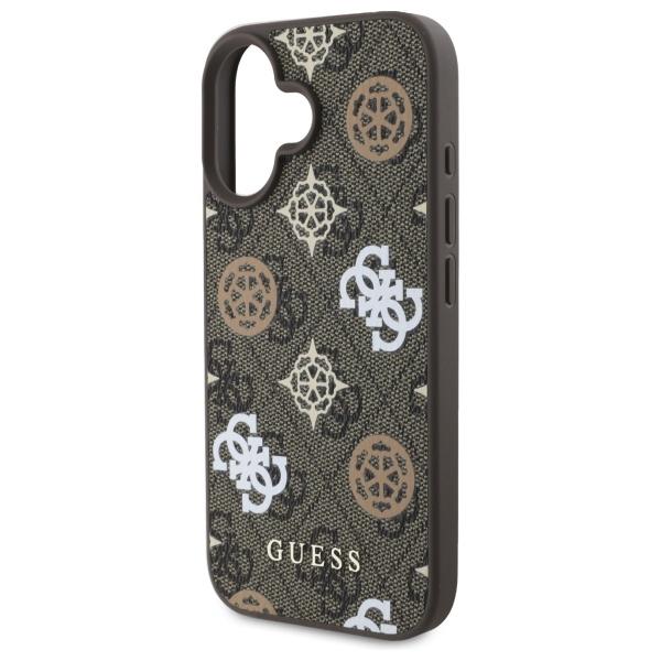 Guess Guhmp16Sp4Rpsw iPhone 16 6.1 Brązowy/Brown Twarde Etui 4G Nadrukowane Paski Magsafe