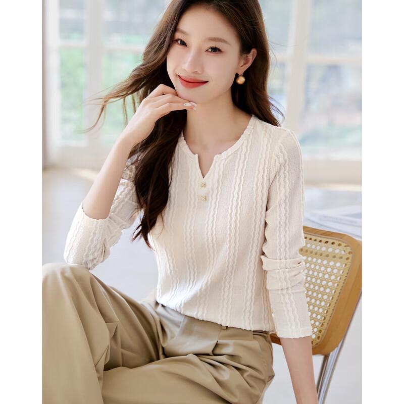 Mohan Yimei Women s Round Neck Textured Casual T-Shirt M