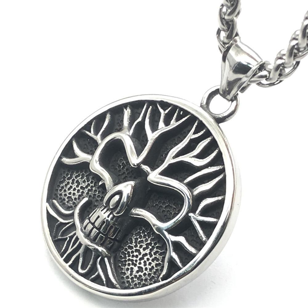 Nordic Viking Pendant Skull Tree of Life Element Stainless Steel Men's Pendant