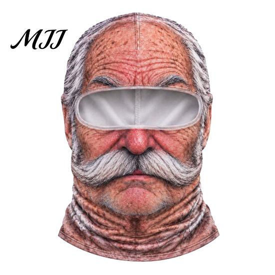 Snowboarding Head Neck Cover Old Man Ski Masque, Winter Funny Full Face Balaclava with Accessories for Men Women Coverage, Realistic Pattern