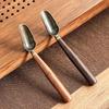 Solid Wood Tea Spoon Wooden Long Handle Alloy Divided Teaspoons Tea Kong Fu Ceremony Utensils Tea Nuts Scoop Spice Shovel