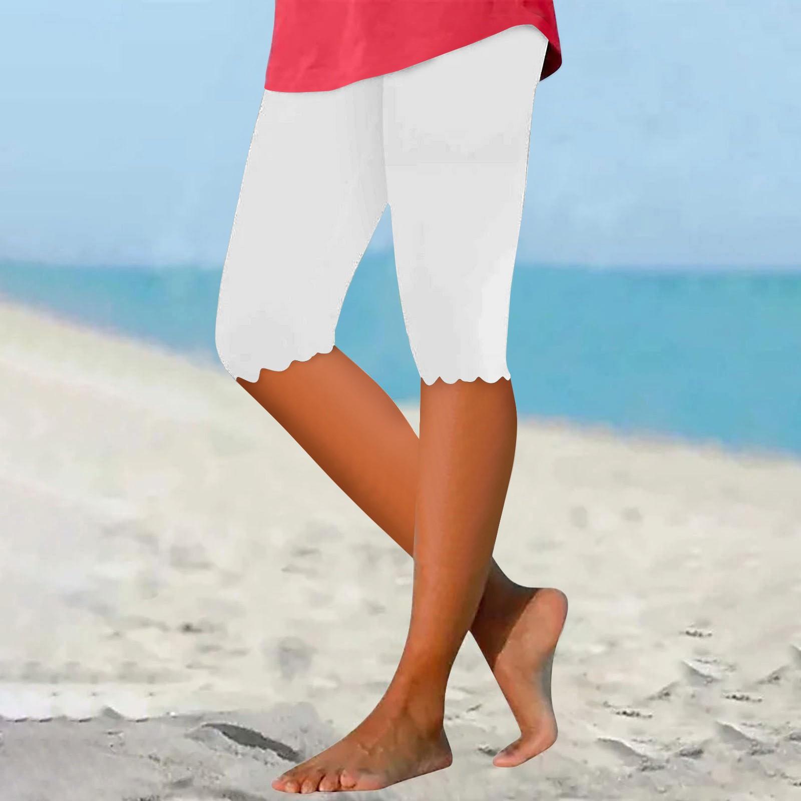 

Женские повседневные леггинсы, дышащие капри, однотонные брюки для йоги XL белый