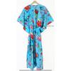Indian Turquoise Long Floral Print Cotton Plus Maxi Women Cover Up Caftan Dress CKFTN-SCRN-FULL-BUYIT-050